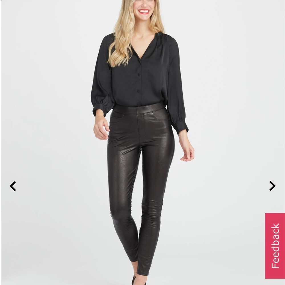 Spank leather like skinny pant in a size small petite brand new with tags